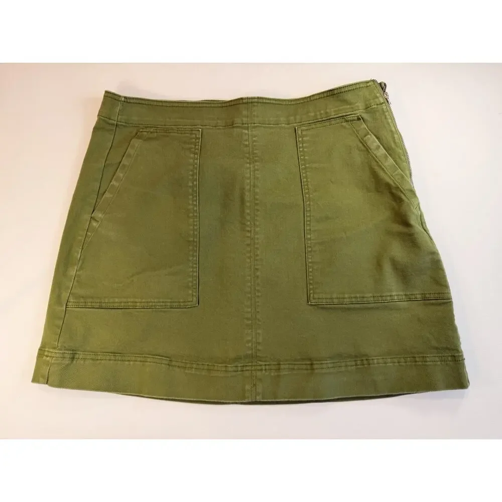 Free Assembly Olive Utility Denim Mini Skirt – Women’s Size 14